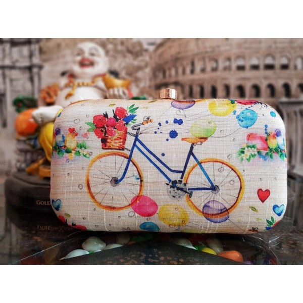 Stylish Trendy Women Party Wear clutch Purse (Cycle with Balloons)
